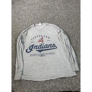 Vintage 2001 Cleveland Indians MLB Long Sleeve T Shirt Men's Size Large Gray